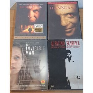 Hannibal & Red Dragon DVD Lot And Scarface 2-Disc Plus Invisible Man - New